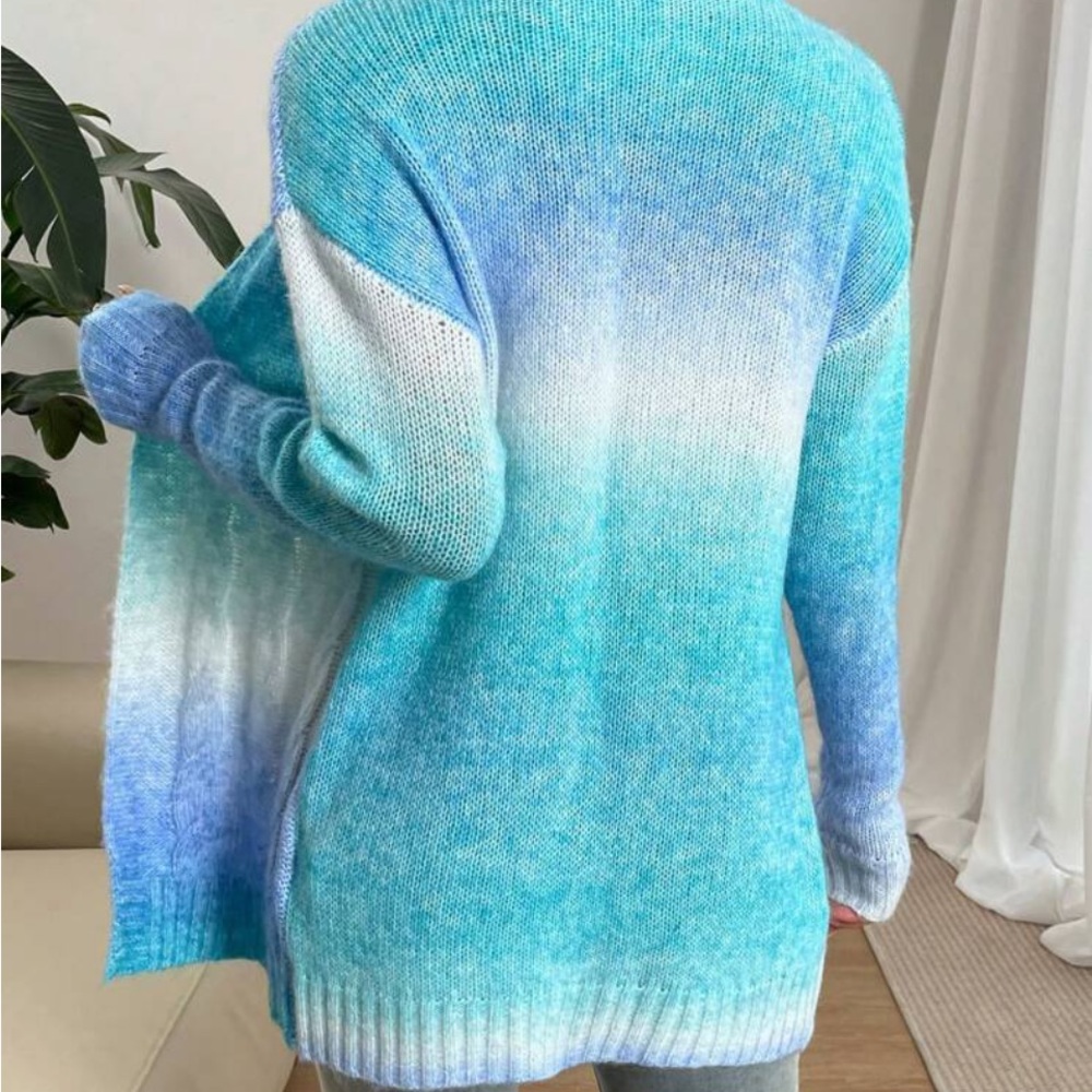 New open front ombre  long sleeve sweater - Picture 6 of 6